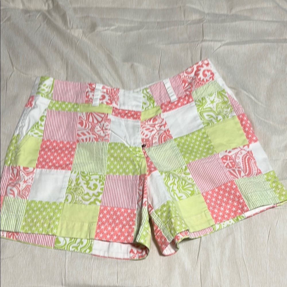 Vineyard Vines Pink and Green Bermuda Shorts Patchwork Design